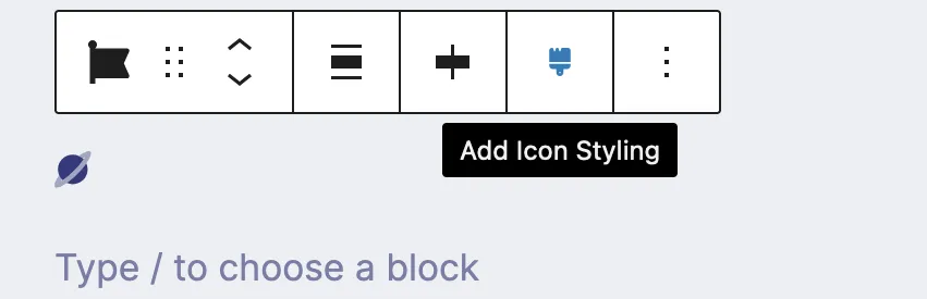 Block element styling menu button is a paintbrush