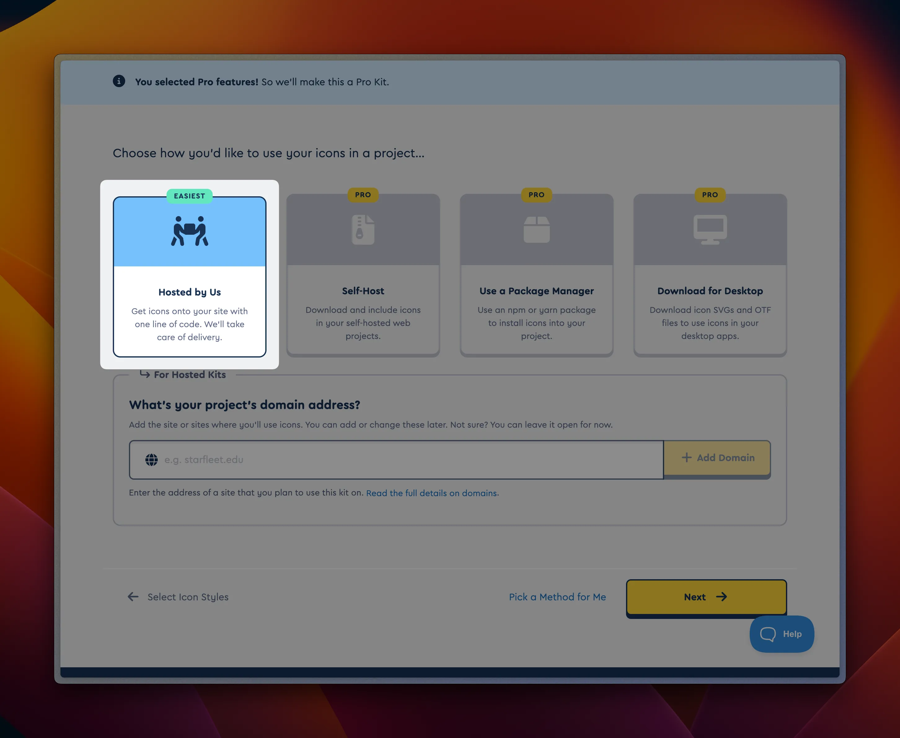 Select how you'd like to use your icons